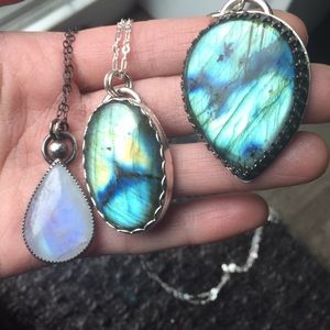 Sterling silver Pendants labradorite and moonstone